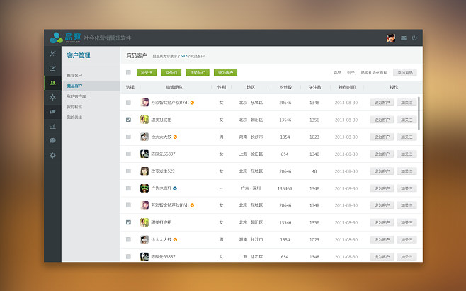 社會(huì)化營銷管理軟件界面設(shè)計(jì)
